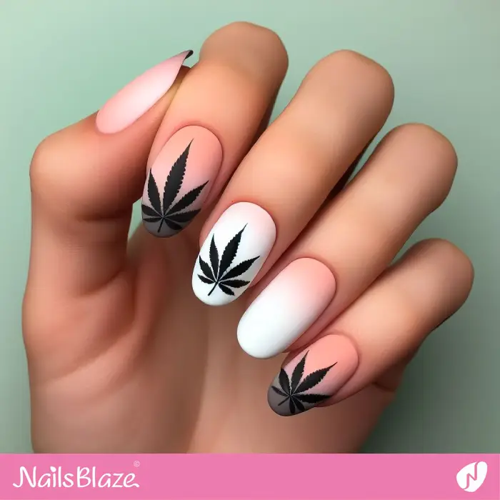 Men's Nail Design with Weed Leaves | Nature-inspired Nails - NB2134